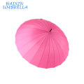 Geschenke, die mit Firmenzeichen-Hotel-heißer verkaufender kundengebundener preiswerter Regen-Selbstoffener 24 Rippen rosa gerader Regenschirm China-Hersteller fördern